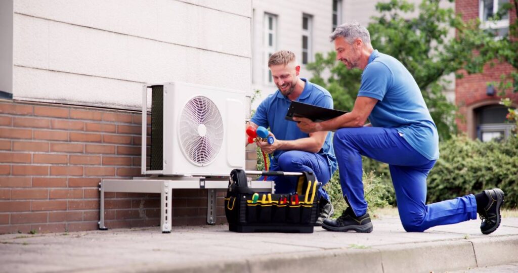 men installing heat pump systems